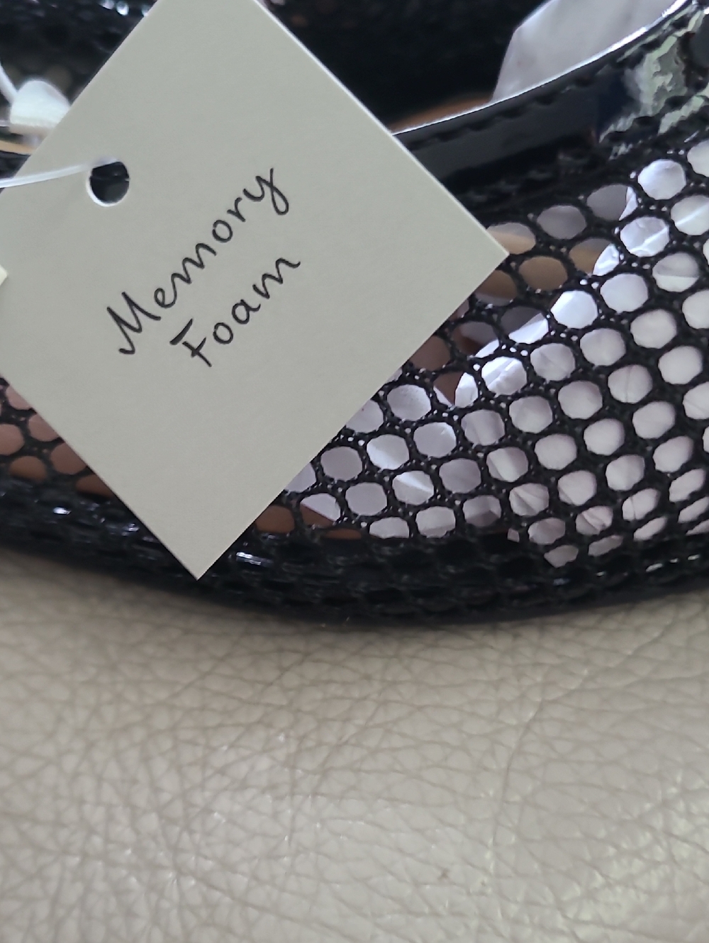 a new day Black Mesh Mary Jane Flats with White Lining - Picture 5 of 6